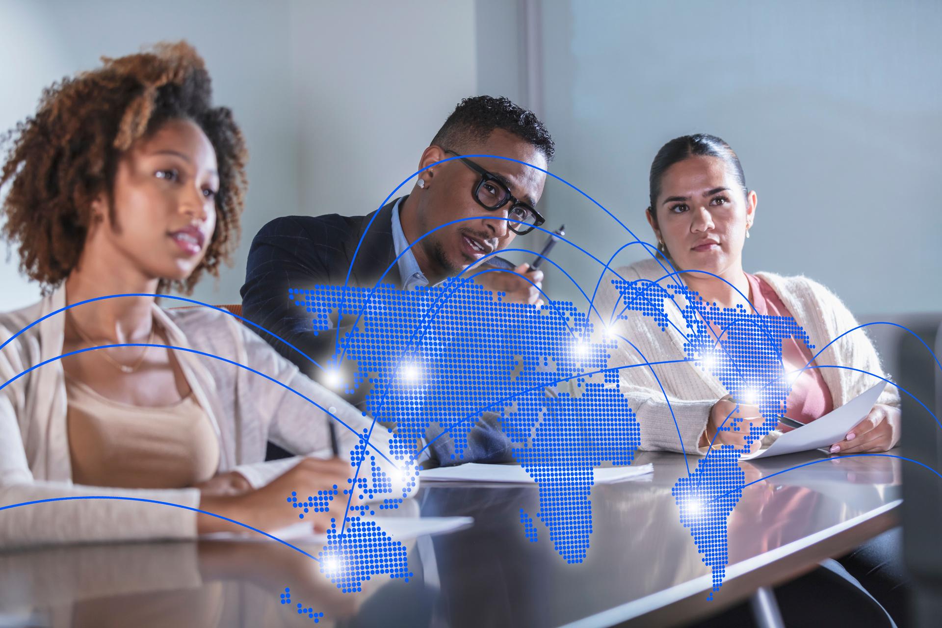 Multiracial business people watching a presentation